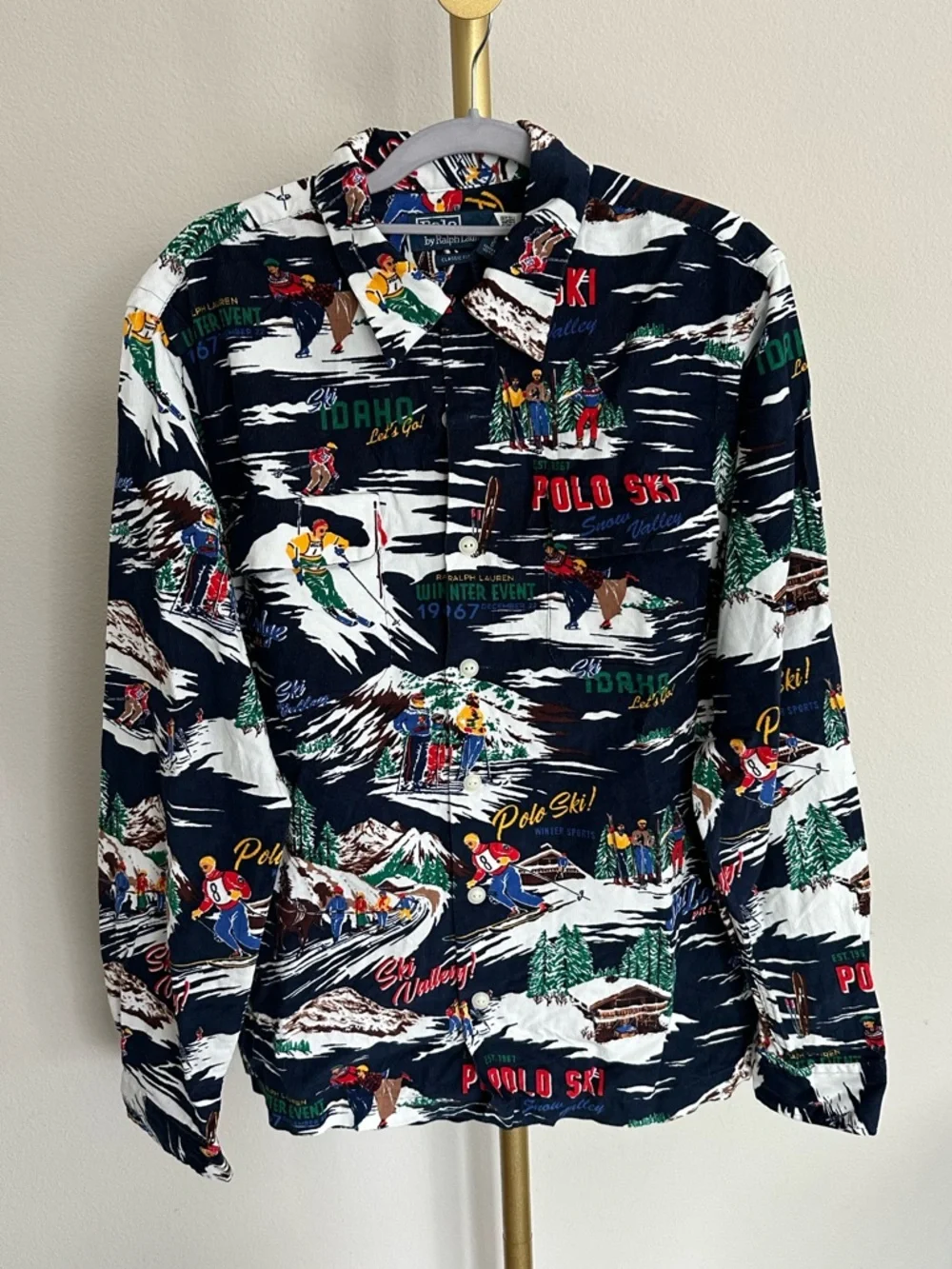 Polo Ralph Lauren Men's Classic Fit Ski Print Corduroy Shirt